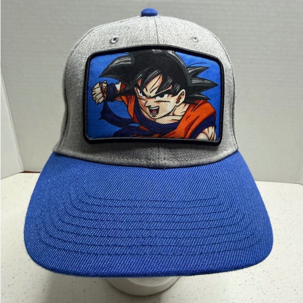 Dragon Ball Z Goku Snapback Hat Grey Blue Anime Character Patch Cap